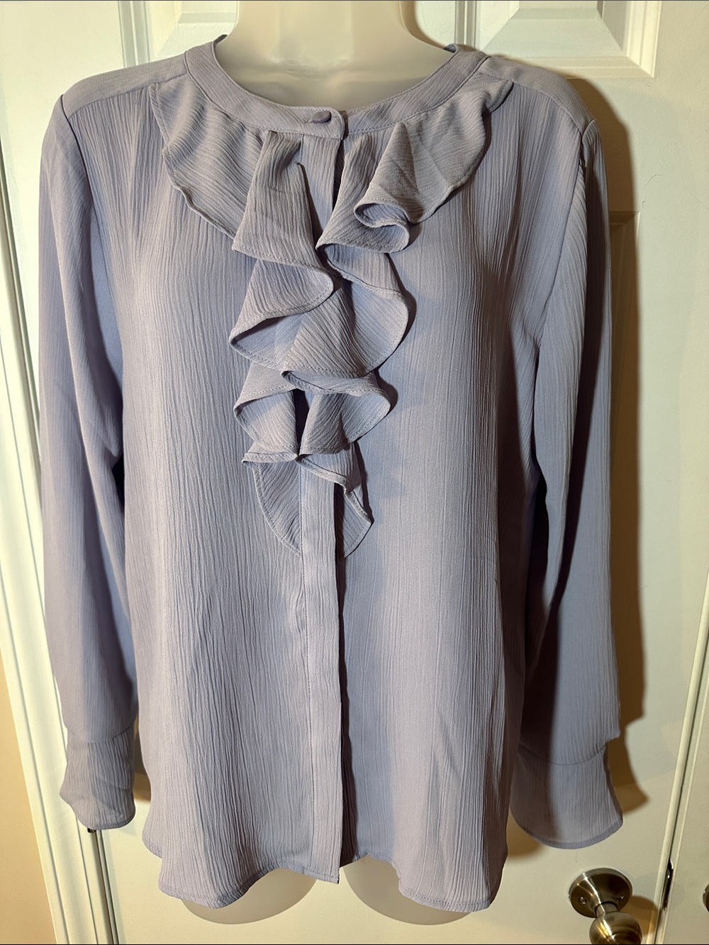 LOFT Lavender Ruffle Front Blouse - Picture 4 of 5